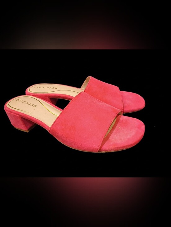 Cole Haan Shoes - Cole Haan Calli Block Heel Slide in Geranium Suede 8.5